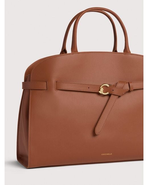 Coccinelle Brown Smooth Leather Handbag Sabine Large