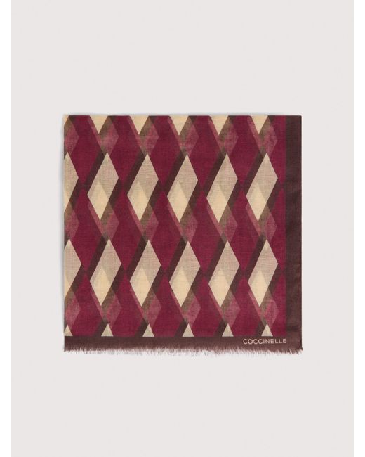 Coccinelle Pink Silk And Modal Stole New Geometric Patch