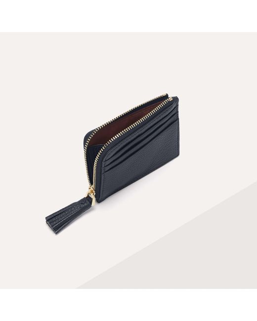 Coccinelle Blue Grainy Leather Card Holder Tassel Small