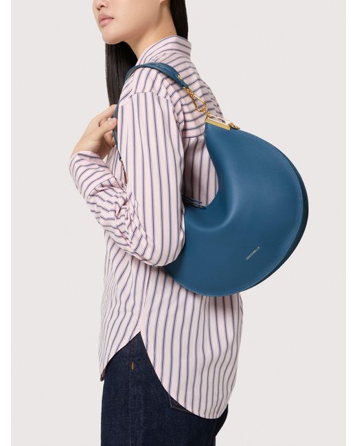 Coccinelle Blue Two-Sided Leather Shoulder Bag Sunup Medium