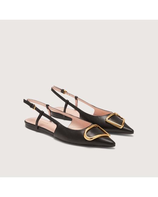 Coccinelle Black Smooth Leather Slingback Ballet Flats Himma Smooth