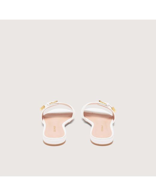 Coccinelle White Smooth Leather Low-Heeled Sandals Magalù Smooth