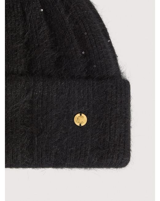 Coccinelle Black Angora-Blend Beanie Jennie