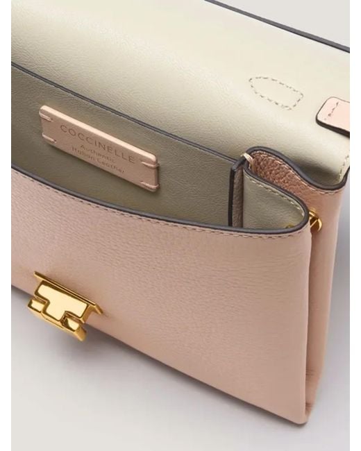 Coccinelle Pink Grained Leather Clutch Bag Arlettis Mini