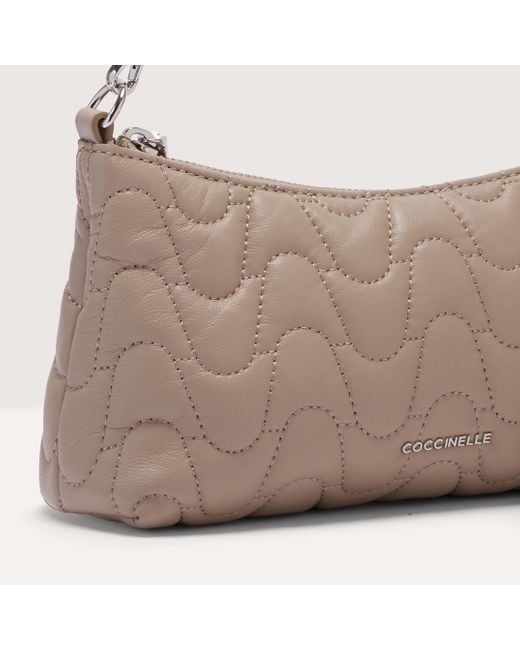 Coccinelle Gray Smooth Quilted Leather Minibag Aura Matelassè