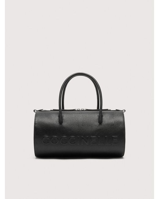 Coccinelle Black Grained Leather Handbag Myrtha Large