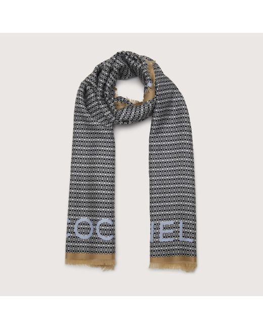 Coccinelle Gray Wool And Viscose Stole Monogram Logo