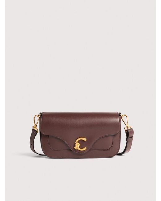 Coccinelle Brown Smooth Calf Leather Shoulder Bag C-Me Medium