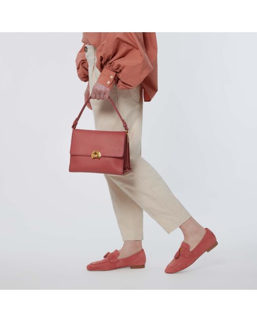 Coccinelle Red Grained Leather Handbag Binxie Medium