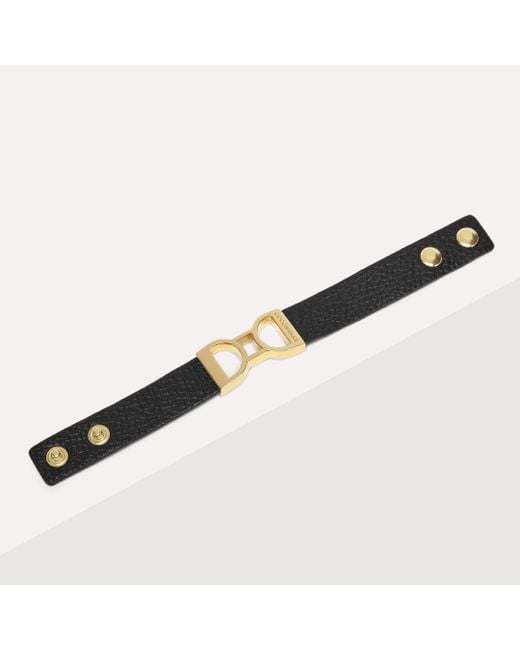 Coccinelle Black Armband aus genarbtem Leder Arlettis Ribbon