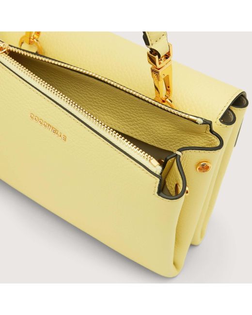 Coccinelle Yellow Grained Leather Handbag Arlettis Small