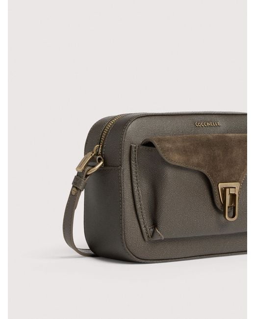 Coccinelle Multicolor Grained Leather, Suede And Waxed Fabric Crossbody Bag Beat Small