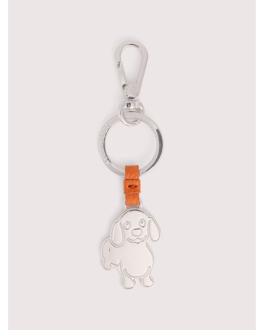 Coccinelle Natural Leather And Metal Key Ring Basic Metal