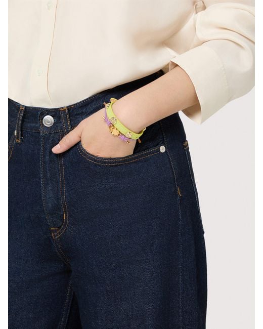 Coccinelle Black Grained Leather Bracelet C-Me Studs