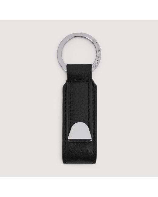 Coccinelle Black Leather And Metal Key Ring Smart To Go