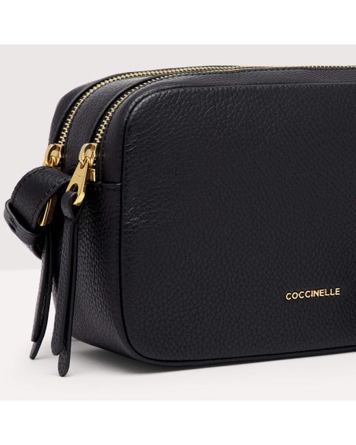Coccinelle Black Grained Leather Crossbody Bag Gleen Small