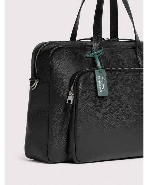 Coccinelle Black Grained Leather Handbag Smart To Go Paki Large