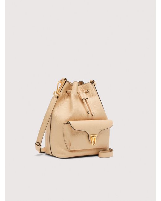 Coccinelle Natural Beuteltasche Aus Genarbtem Leder Beat Generation Medium