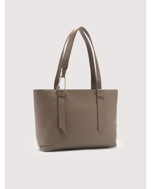 Coccinelle Brown Grained Leather Tote Bag Malory Medium