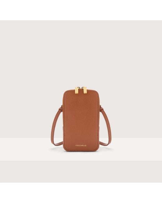 Coccinelle Brown Grained Leather Phone Holder Flor