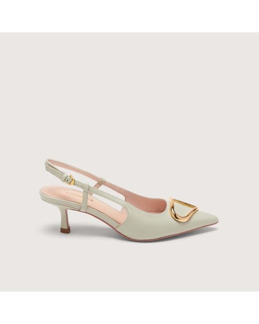 Coccinelle Natural Smooth Leather Slingbacks With Heel Himma Smooth