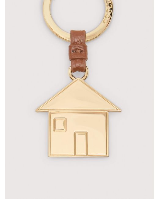 Coccinelle Natural Leather And Metal Key Ring Basic Metal