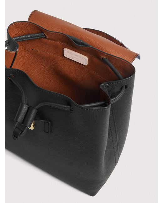 Coccinelle Black Grained Leather Backpack Nikla Mini