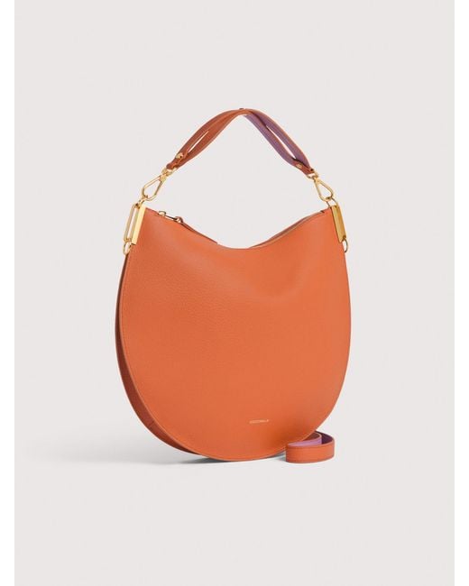 Coccinelle Orange Two-Sided Leather Shoulder Bag Sunup Large