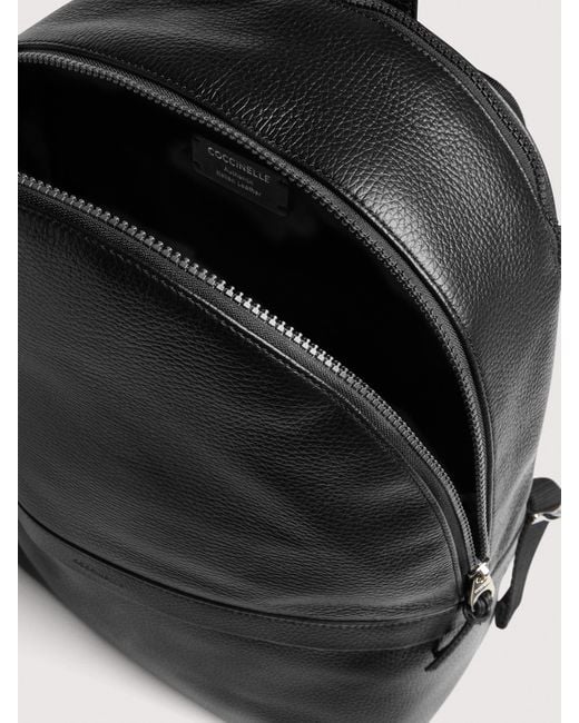 Coccinelle Black Grained Leather Backpack Smart To Go Large