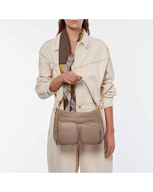 Coccinelle Gray Grained Leather Handbag Hyle Medium