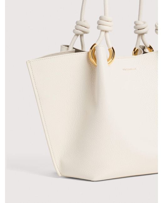 Coccinelle Natural Grained Leather Tote Bag Finn Medium