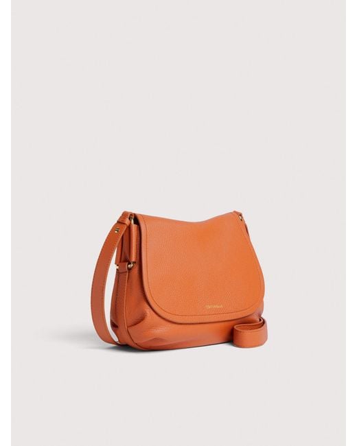 Coccinelle Orange Grained Leather Crossbody Bag Rebekka Small