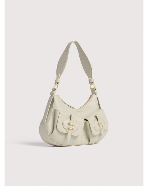 Coccinelle Natural Grained Leather Shoulder Bag Mavery Pocket Small