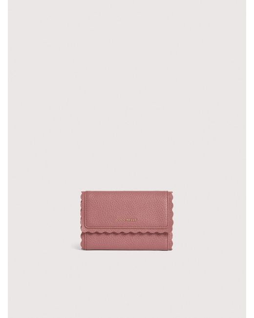 Coccinelle Pink Grained Leather Wallet Leather Lace Medium