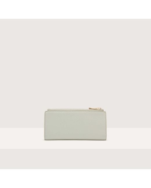 Coccinelle White Large Grained Leather Wallet Metallic Soft