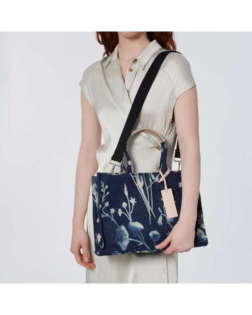 Coccinelle Blue Lumen Print Denim Fabric Handbag Never Without Bag Denim Lumen Print Medium