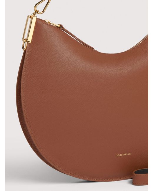 Coccinelle Brown Two-Sided Leather Shoulder Bag Sunup Large