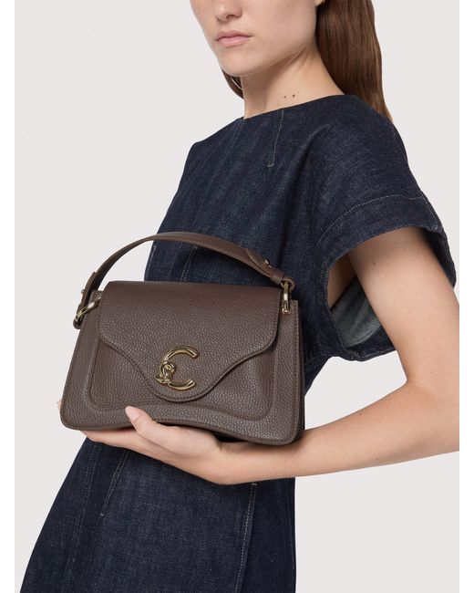 Coccinelle Blue Grained Leather Handbag C-Me Small