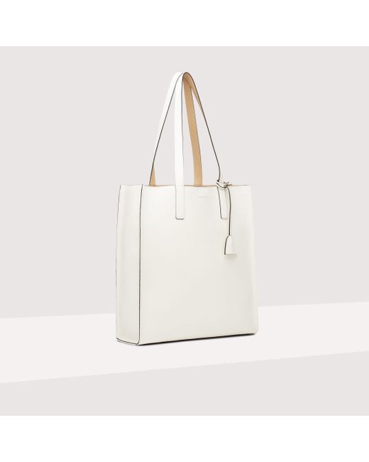 Borsa Shopping in Pelle double Easy Shopping Large di Coccinelle in White