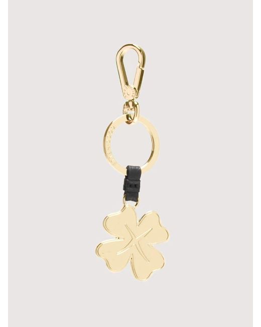 Coccinelle Natural Leather And Metal Key Ring Basic Metal