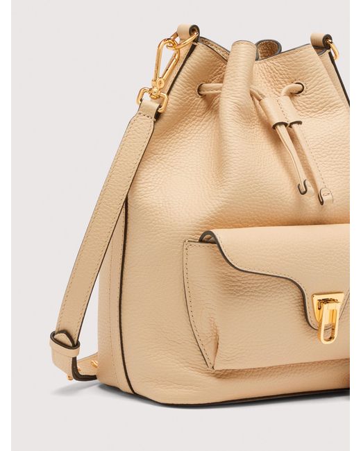 Coccinelle Natural Beuteltasche Aus Genarbtem Leder Beat Generation Medium
