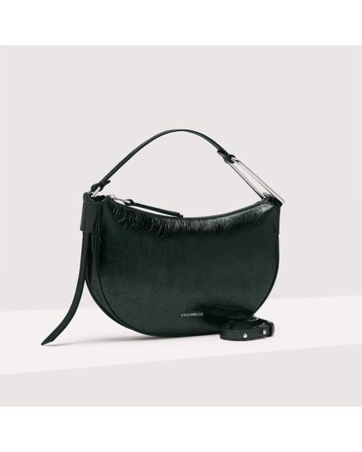 Coccinelle Black Pearl Leather Shoulder Bag Priscilla Pepita Small