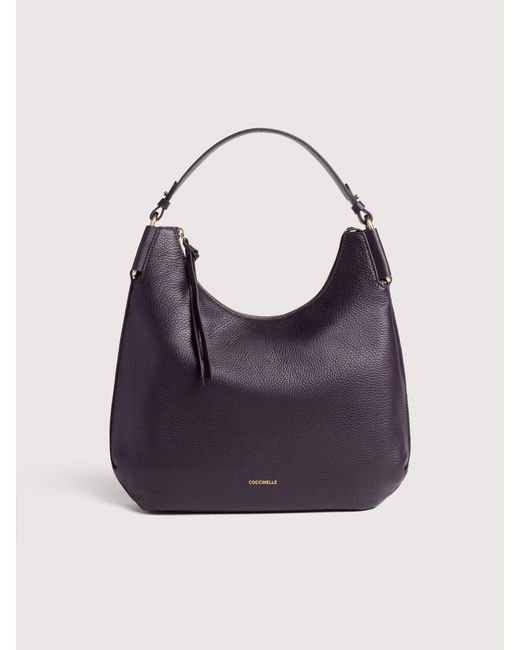 Coccinelle Blue Grained Leather Shoulder Bag Rebekka Small