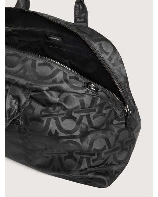 Coccinelle Black Nylon Monogram Fabric Travel Bag Smart To Go Monogram Nylon