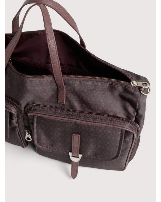 Coccinelle Brown Monogram Nylon Handbag Smart To Go Campus Medium