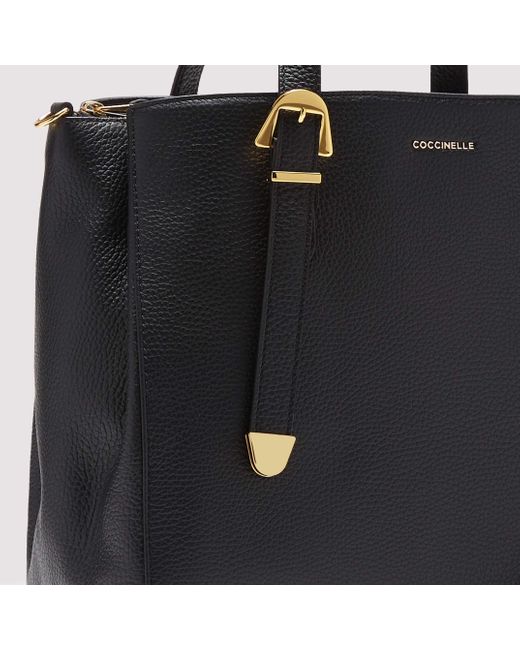 Coccinelle Black Grained Leather Handbag Gleen Medium