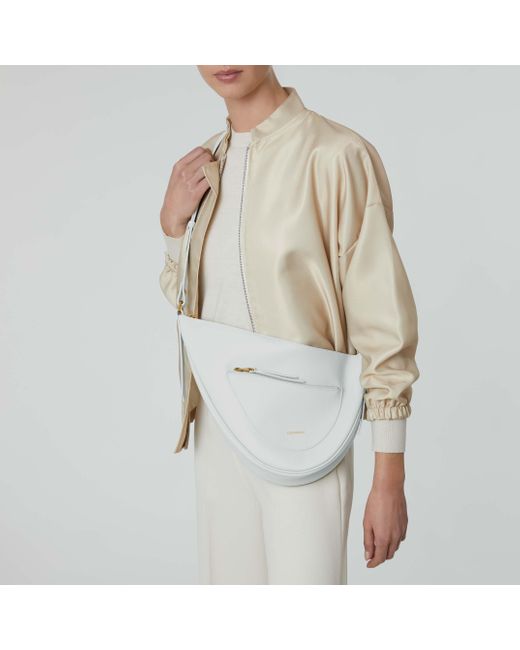 Coccinelle White Two-Sided Leather Crossbody Bag Snuggie Small