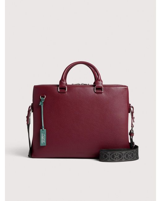 Coccinelle Red Grained Leather Handbag Smart To Go Large