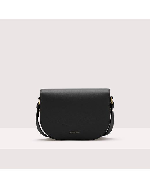 Coccinelle Black Grained Leather Crossbody Bag Dew Small