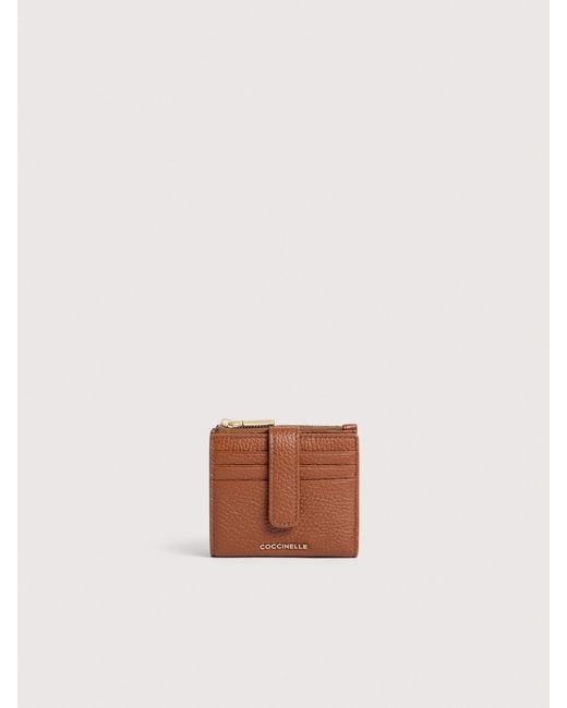 Coccinelle White Small Grained Leather Wallet Metallic Medium